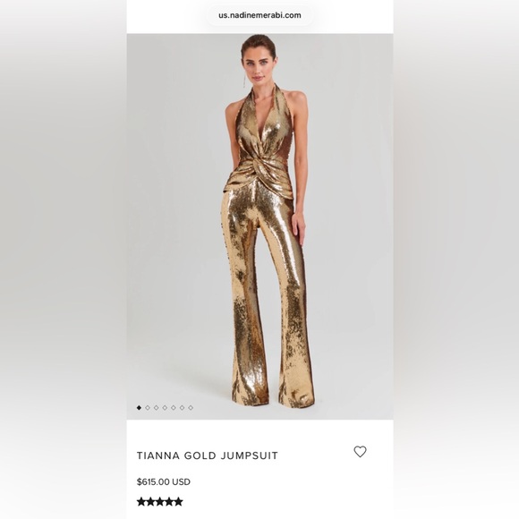 NADINE MERABI Tianna Gold Sequin Jumpsuit - Picture 2 of 16